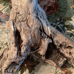 Handcrafted Porcupine Quill Large Silver Hoop Earrings 3.5”